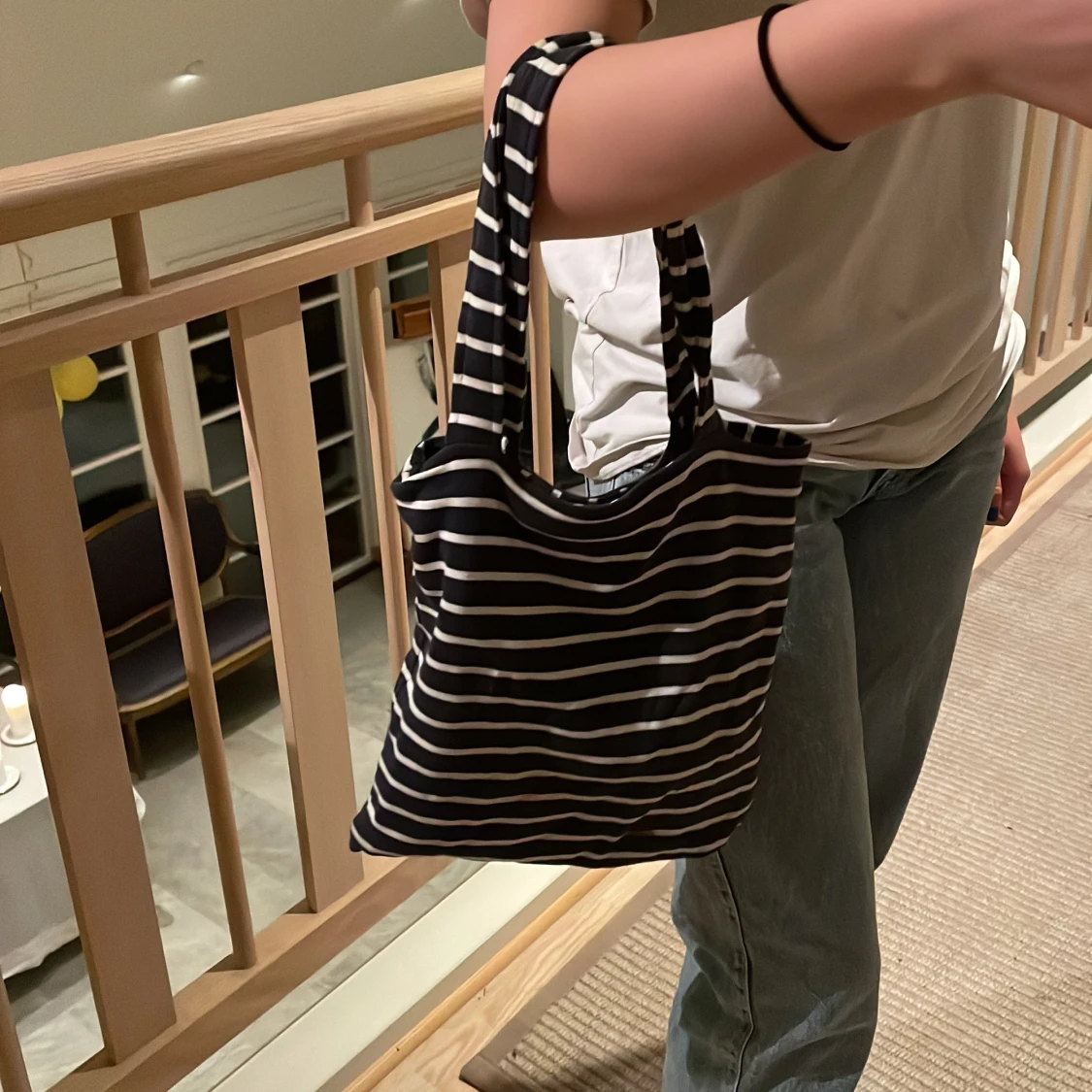 Tot bag blå vita ränder