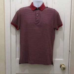 Men’s Tommy Hilfiger polo shirt top  - Men’s Tommy Hilfiger polo shirt top in great condition size M colour red stripes 