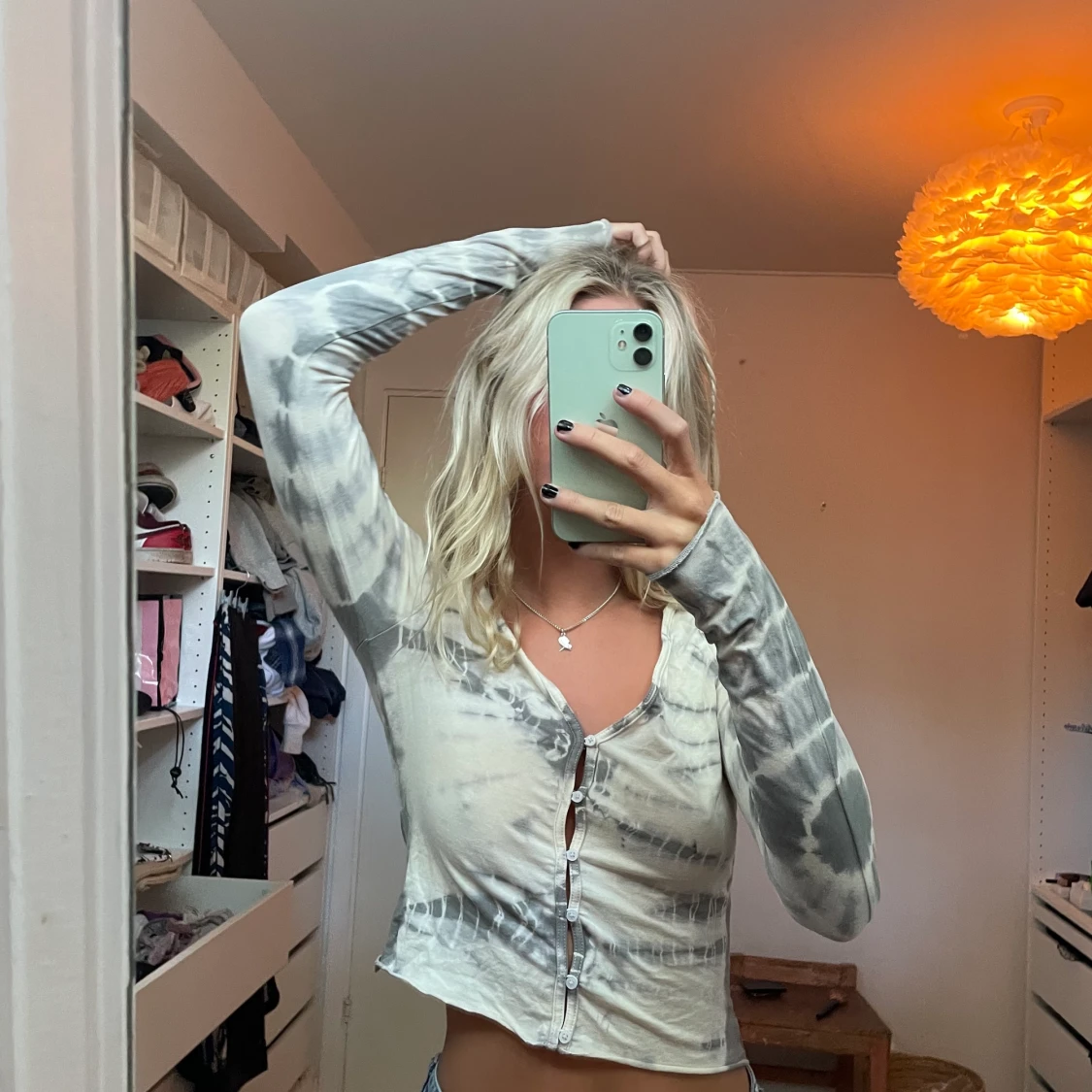 Mönstrad långärmad tröja - 90