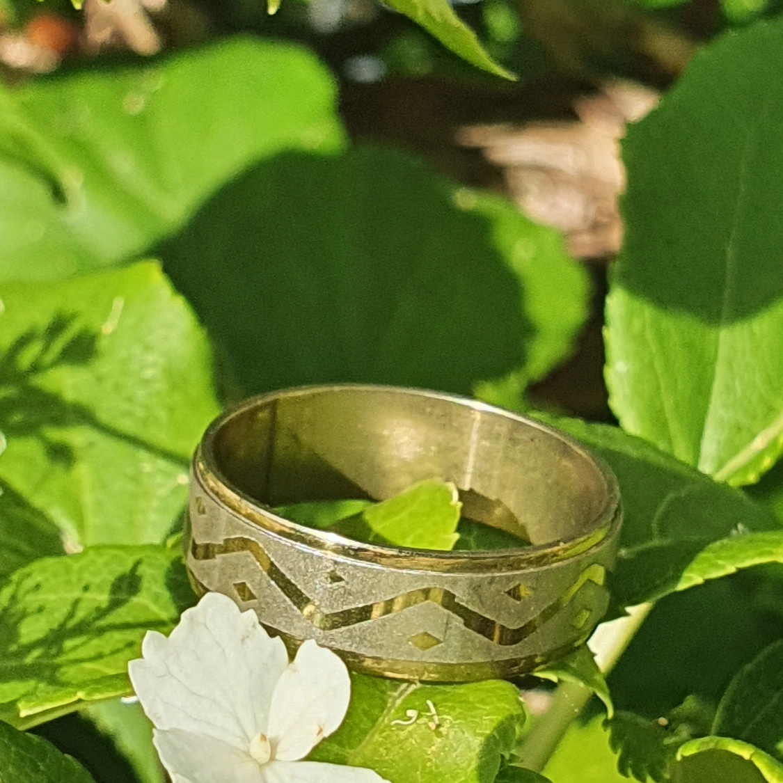 Guld och silver ring av rostfritt stål  - 90