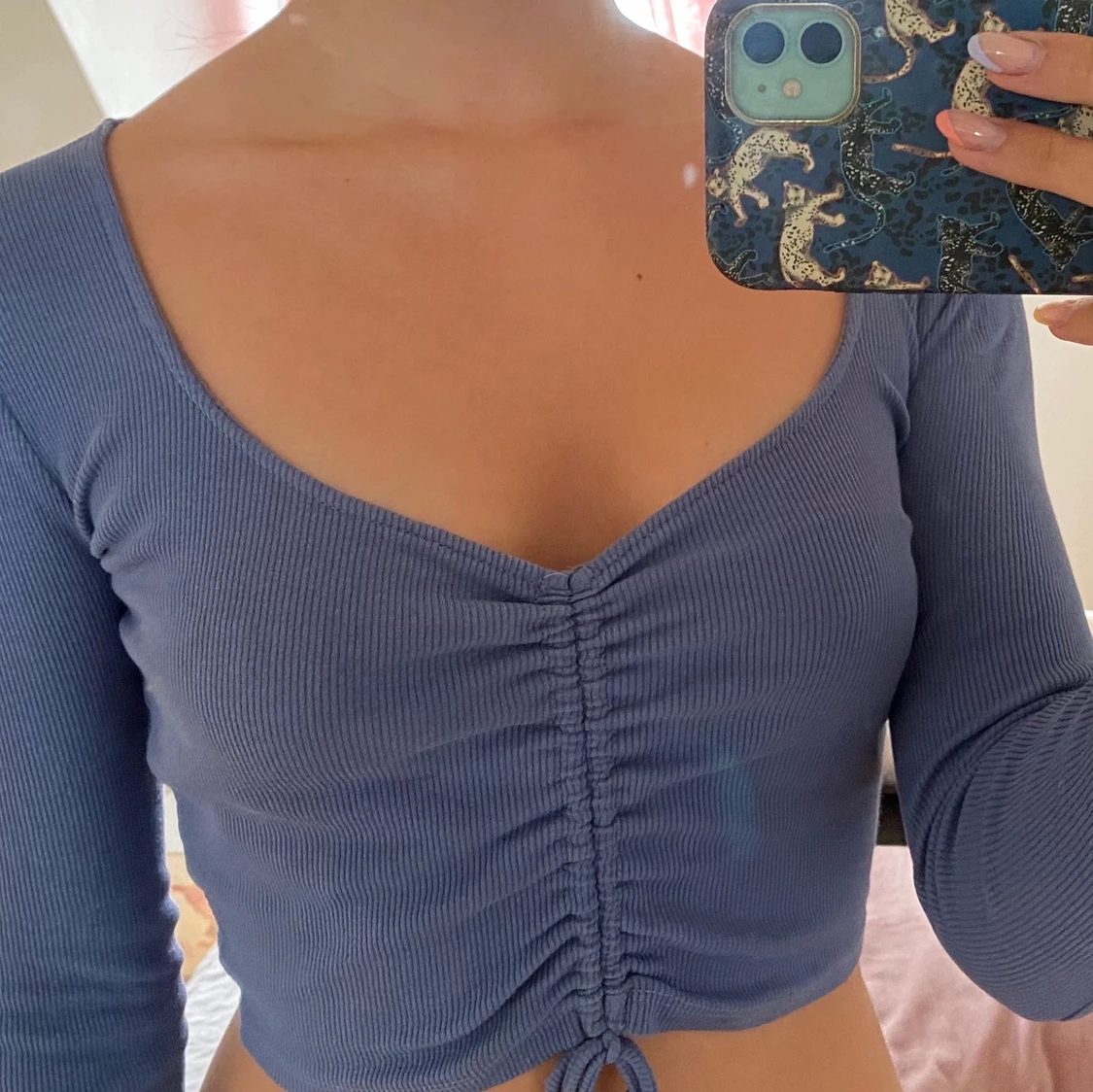 Blå topp med långa ärmar från zara