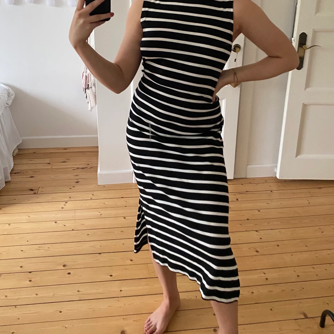 Randig långklänning med slits