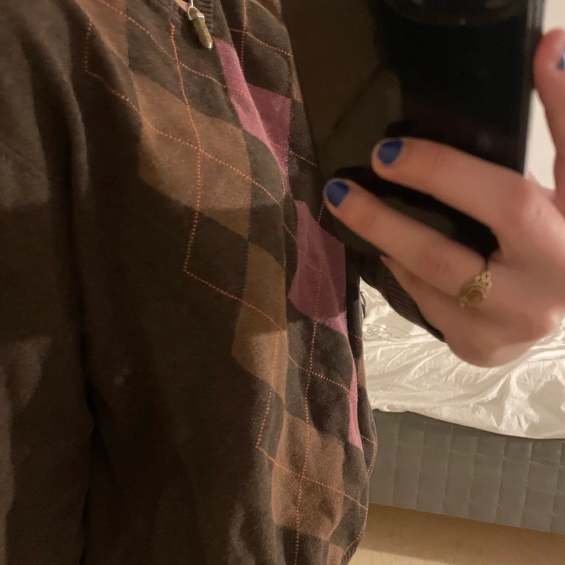 Brun Rutig Tröja - 91