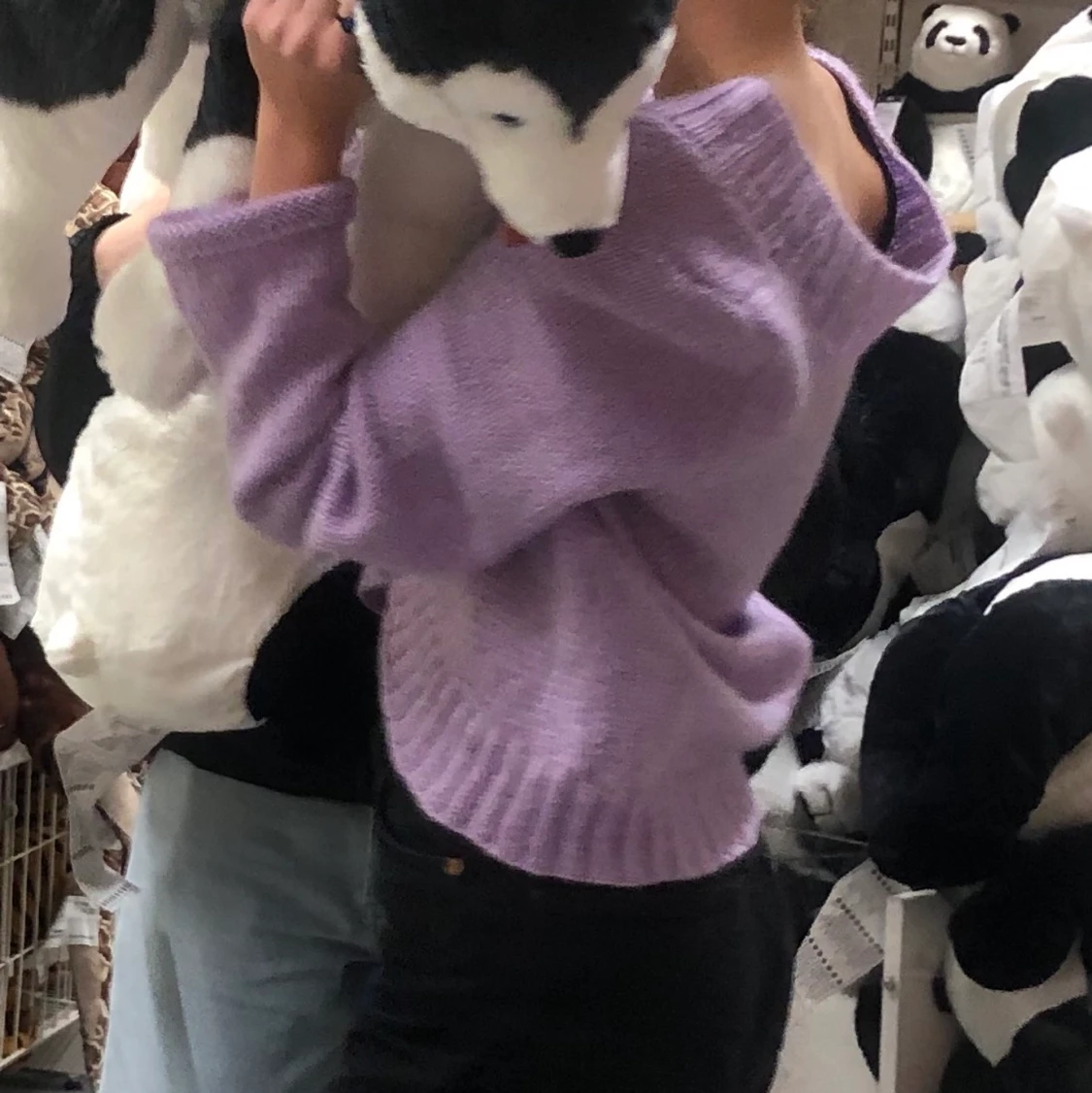 Lila hemstickad tröja - 90