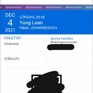 yung lean biljett 4/12  - säljer min yung lean biljett då jag inte kan gå har fått förhinder💔 finns 2 st. 