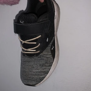 Puma skor - Säljer mina super snygga och sköna puma gympa skor Pga dem är för små för mig. Har bara en liten skada där bak som man ser på sista bilden men förutom det ser dem super fräscha ut . Köparen står för frakten ✌🏼