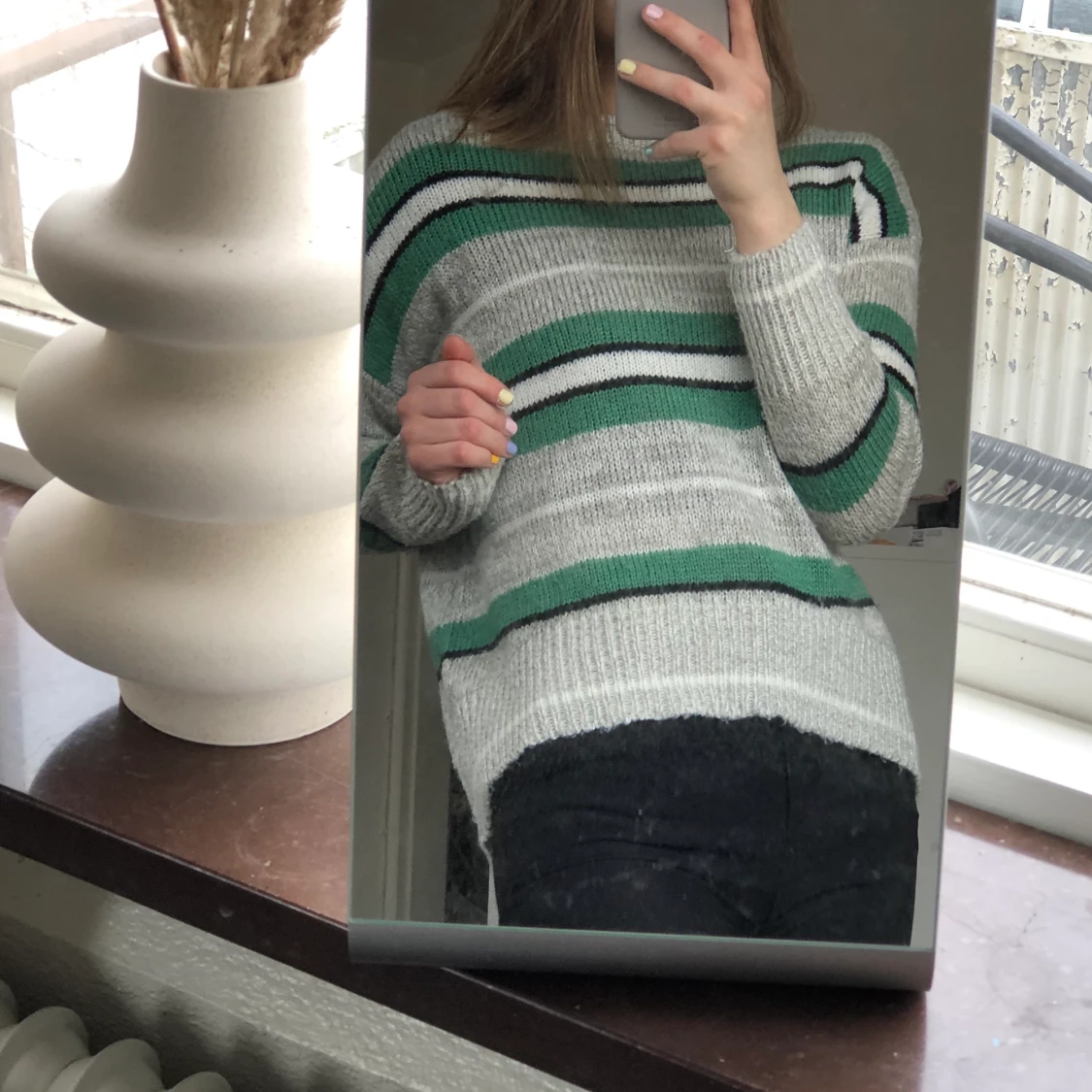 Stickad randig tröja  - 90