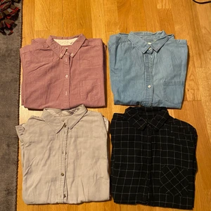 Clothes  - 1. Shirt - Uniqlo 50kr each 2. Samose&Samose sweatshirt 200kr (70% cotton, 30% wool) 3. Pant 80kr GAP