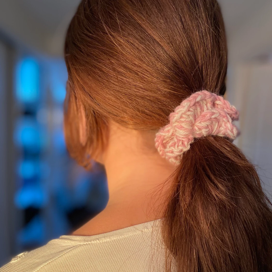 Rosa och vita scrunchies - 91