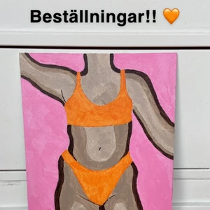 Beställningar!! 🧡 - Tar nu beställningar på kvinnokroppar målade i denna stil. Skriv och berätta hur du vill ha din (färger, former osv.) eller skicka en bild! Mått på denna är 24x33, men självklart går andra storlekar att lösa! Gratis frakt! 