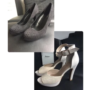 Klackar  - Dem svarta är använda bara 1 gång, så dem är i bra skick. Dem mjölkvita hast sämre skick, men ser ganska bra utt. 100:- för ett par, 180:- för båda. Det står att dem är 38, men skulle säga att dem är 38,5. Vid frågor skriv privat. Köparen står för frakt❤️