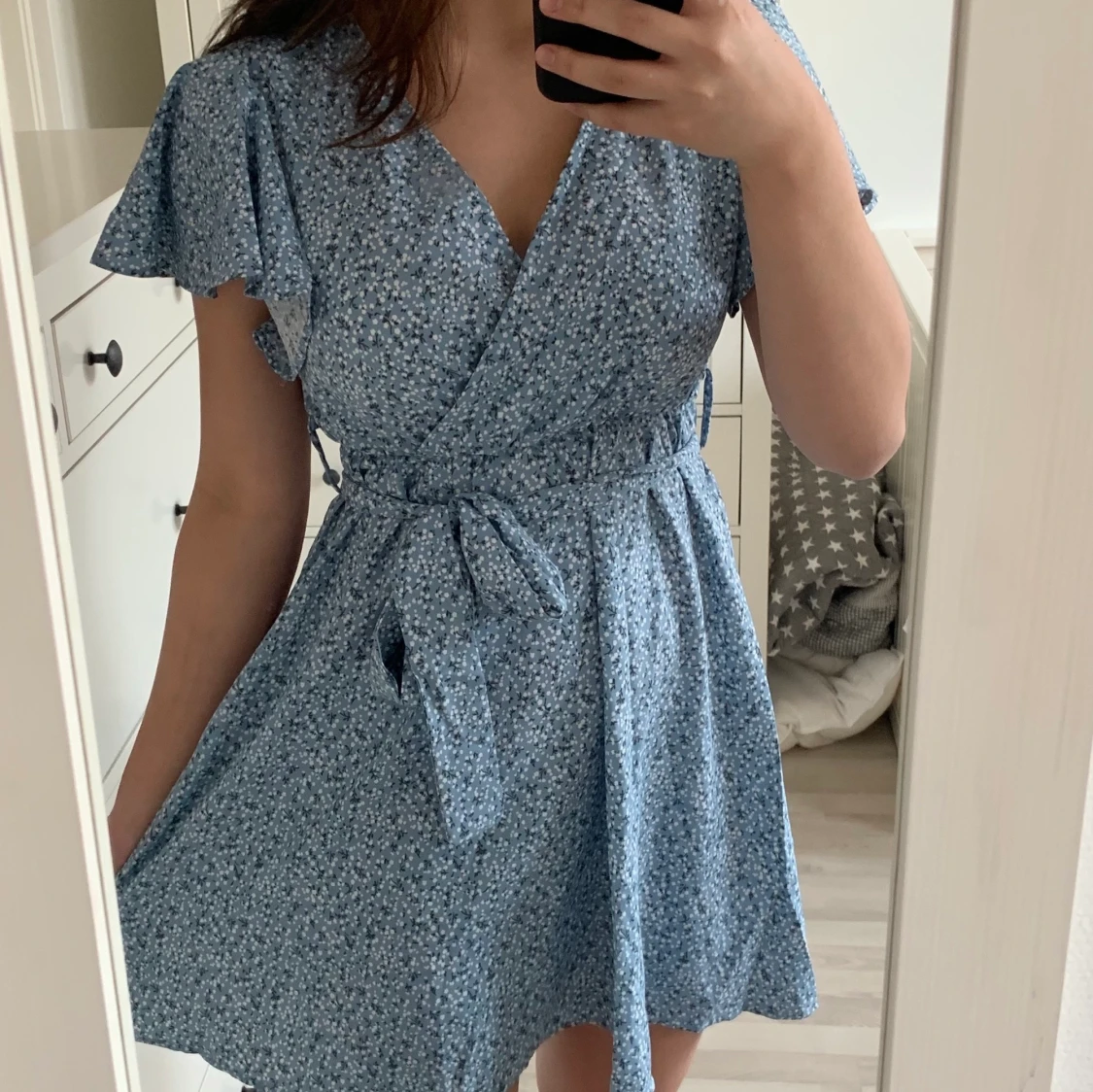 Blå blommig sommar klänning  - 91