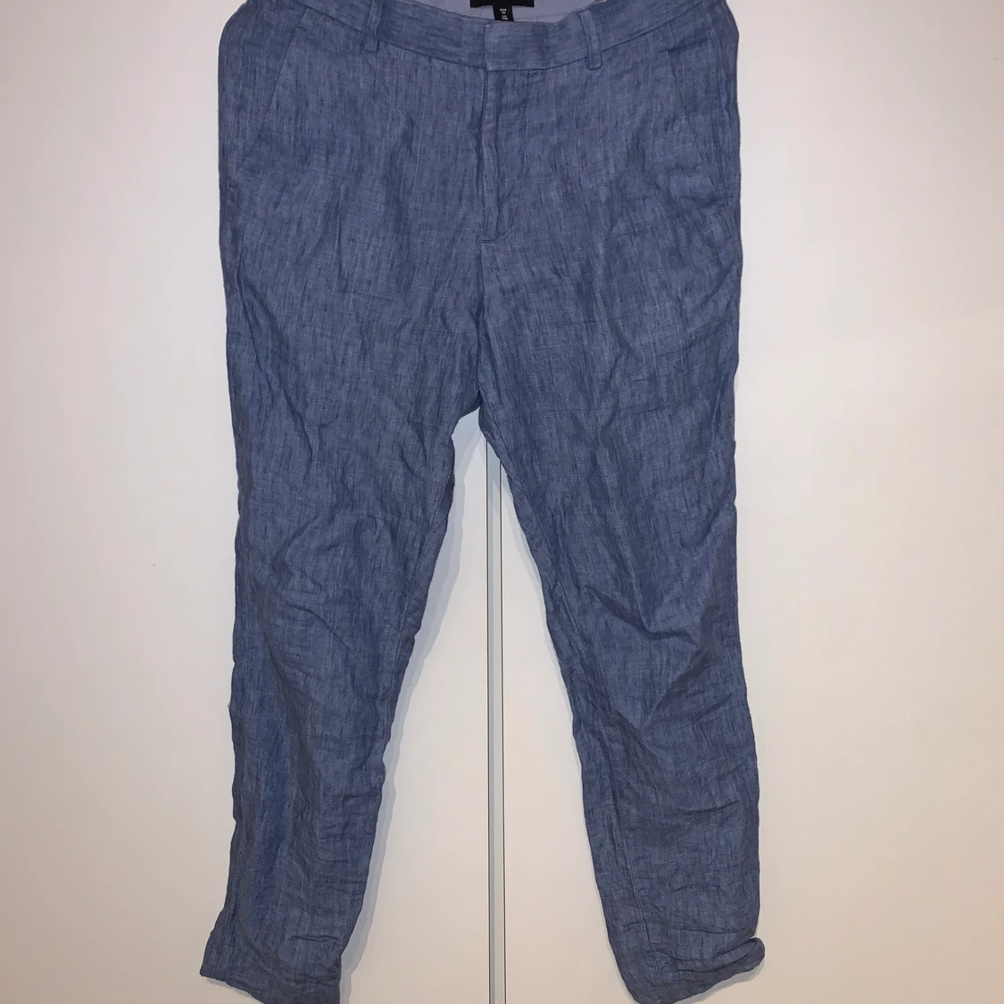 Ljusblåa Linne kostymbyxor