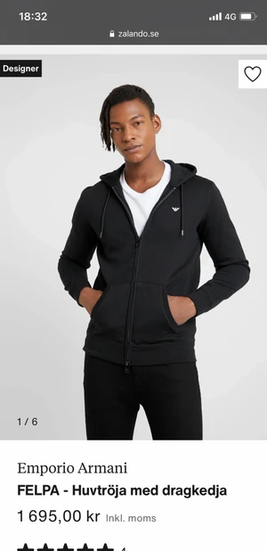 Armani - Zip up hoodie storlek m