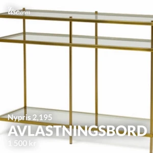Mio avlastnings bord  - Felfri avlastningsbord, i guld med 3 glasskivor. Köpt från Mio för ca 6 månader sedan. Bilder kan skickas vid önskan 