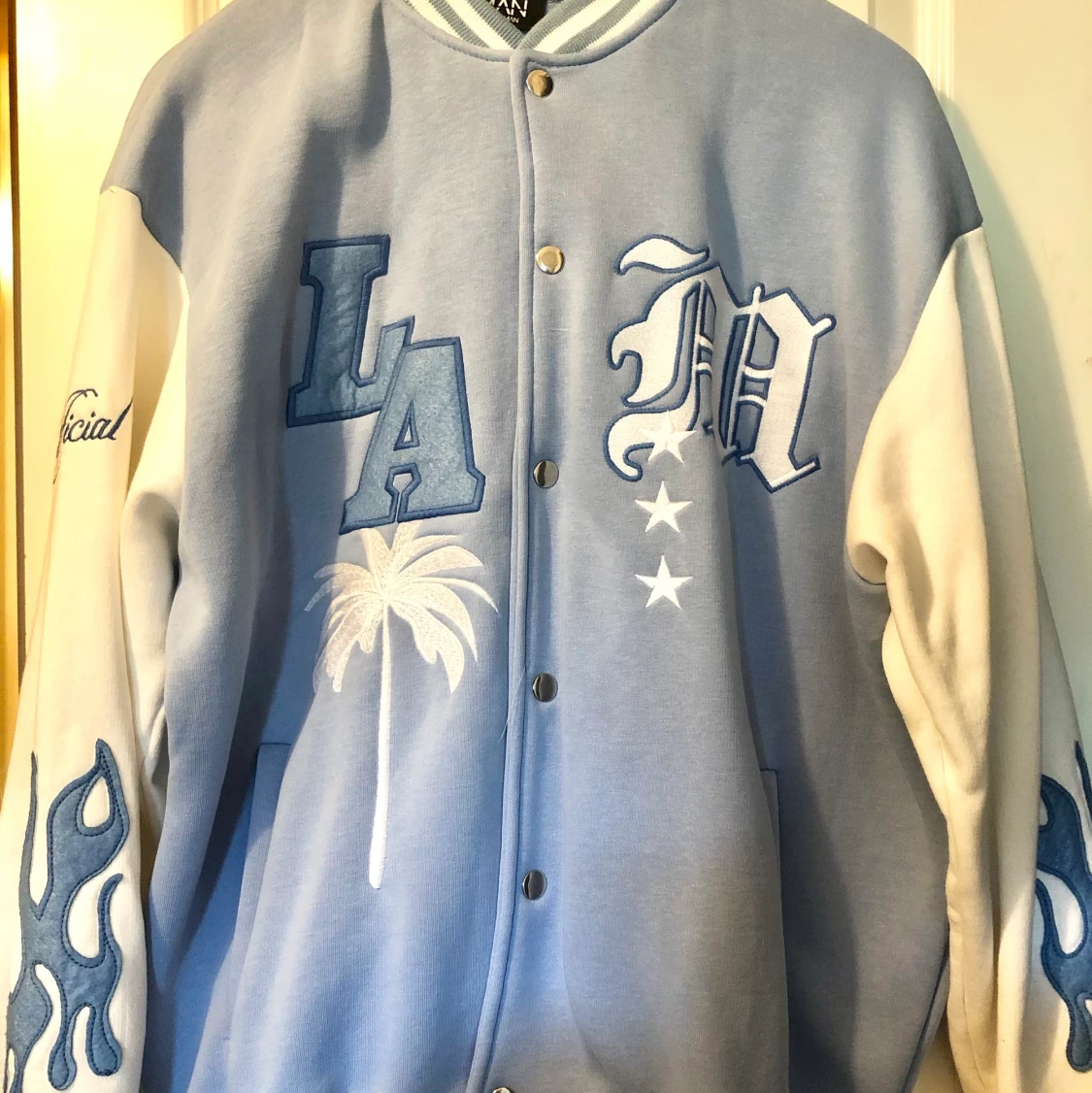 Ljusblå collagejacka - 90