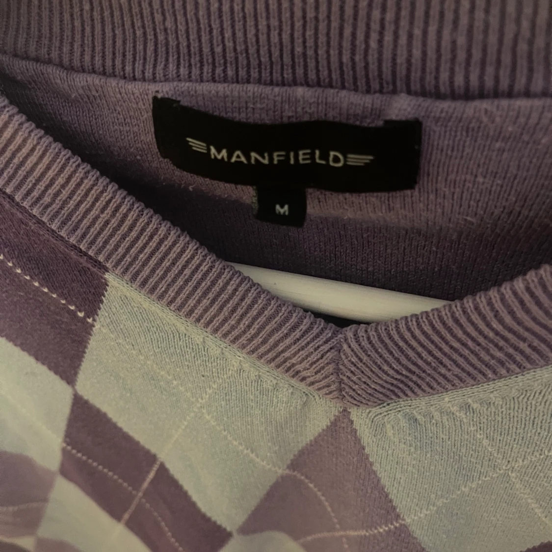 Turkos/lila rutig tröja - 91