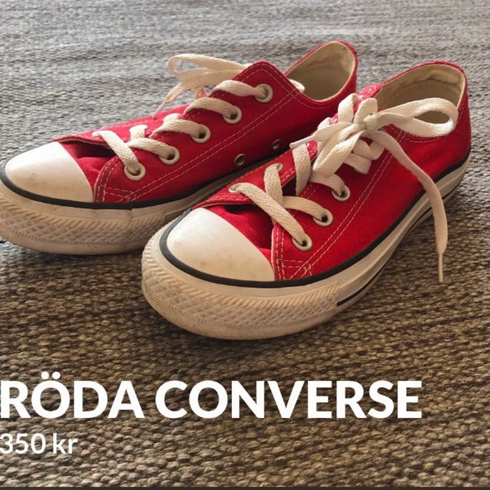 Röda converse använd fåtal ggr. Köparen står för frakt, pris kan disskuteras <3 . Skor.