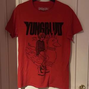 En röd T shirt av artisten Yungblud officiel merch. Storlek S unisex.  Katter finns i hemmet