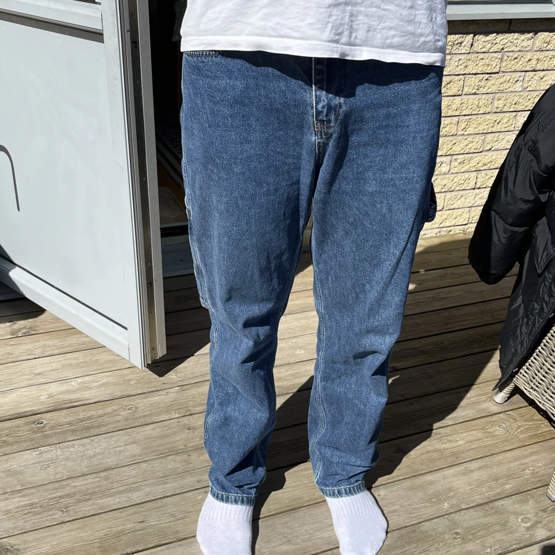 Mörkblå baggy jeans - 90