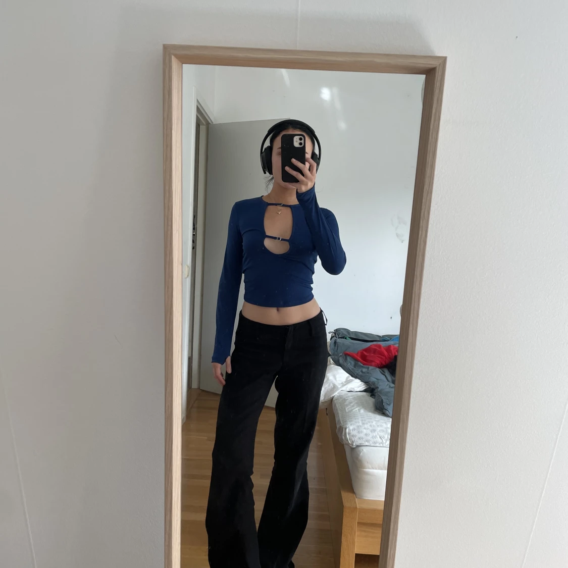 Marinblå urringad topp - 90