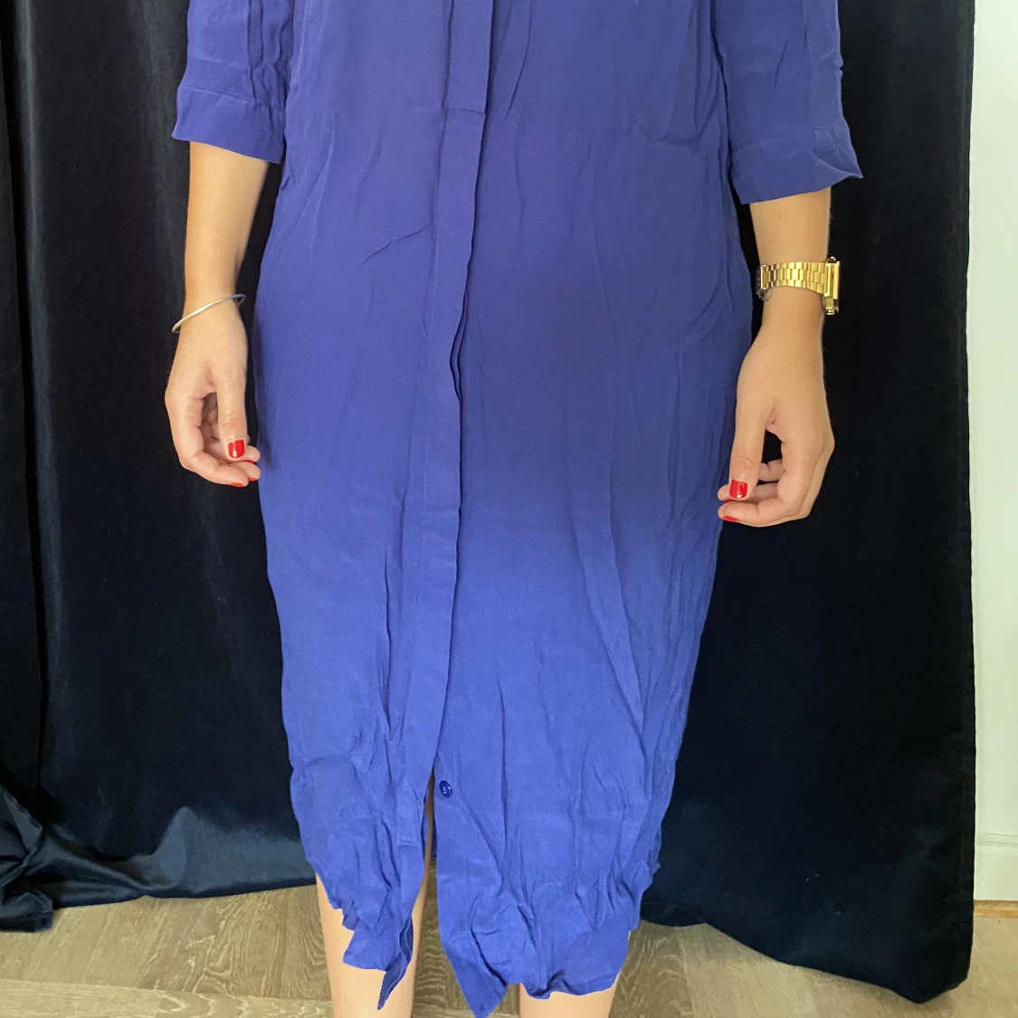 Mörkblå Skjortklänning - 90