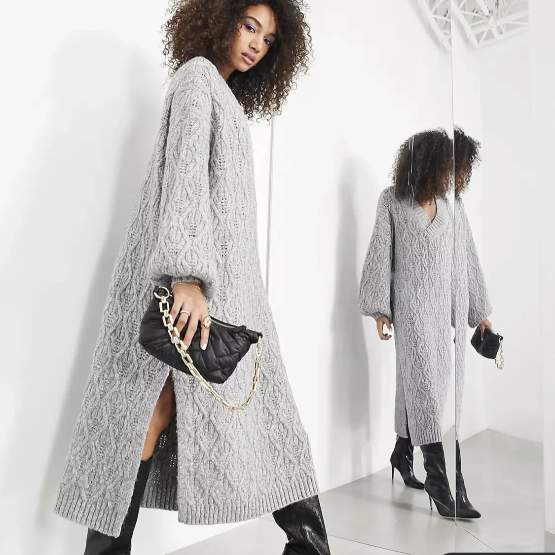 Ny flätstickad klänning - 90