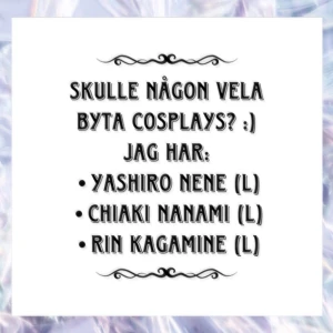 COSPLAY BYTES!! :D - Skriv gärna om ni skulle vara intresserade!! dem är knappast använda. :)
