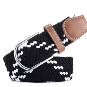 Cinto grisch bälte - Ett stilrent bälte som passar alla men är även bekvämt. Skärpet är gjort av elastisk tråd som sedan blir vävt i ett speciellt mönster. Vegetabiliskt läder med metall spänne i silver. 