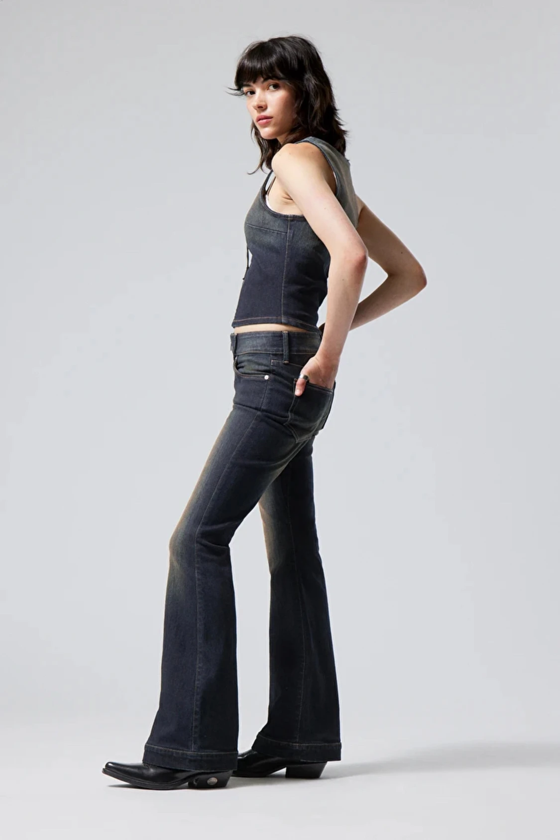 Ariel Zip Low Flared Jeans - 91