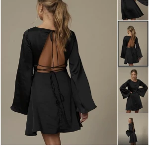 Svart klänning - Svart klänning med knytning i ryggen från Hannah Schönbergs kollektion för NA-KD. Endast använd en gång. Strl. 36. 