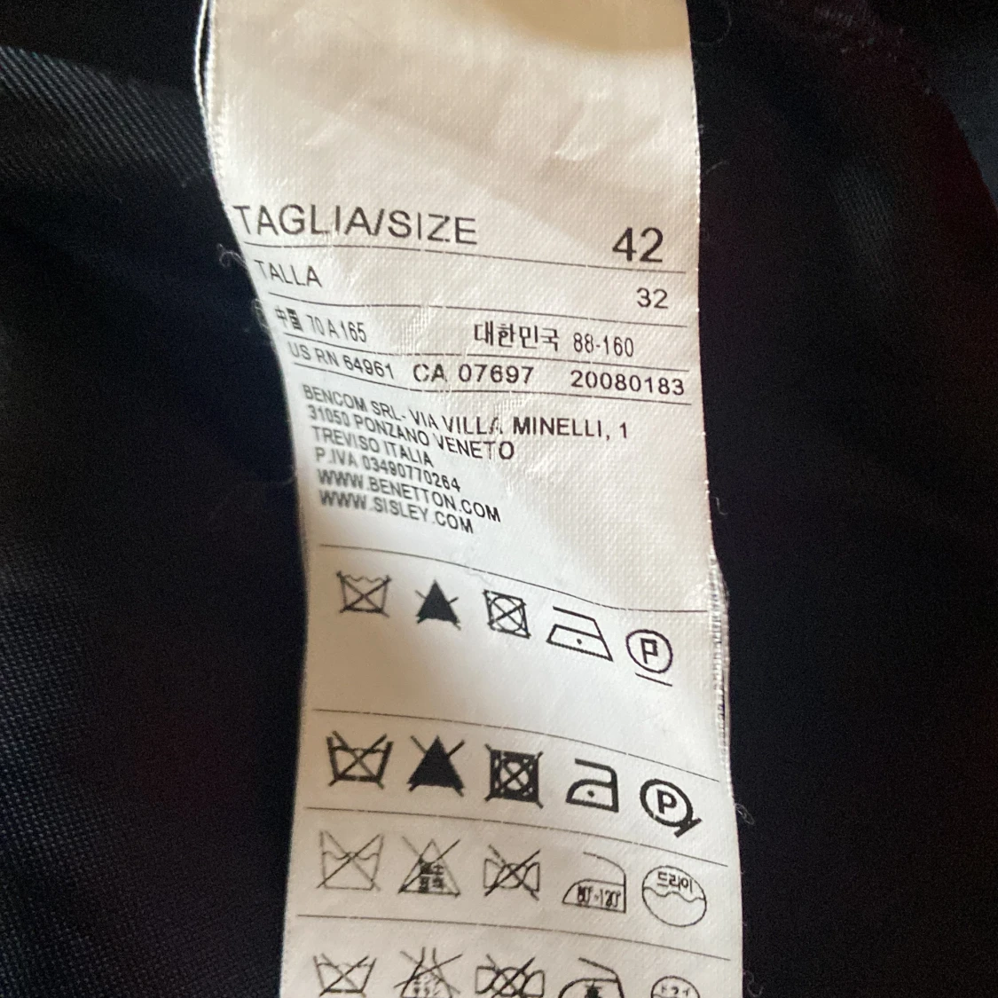 Benetton blå ullkappa dubbelknäppt 42 - 91