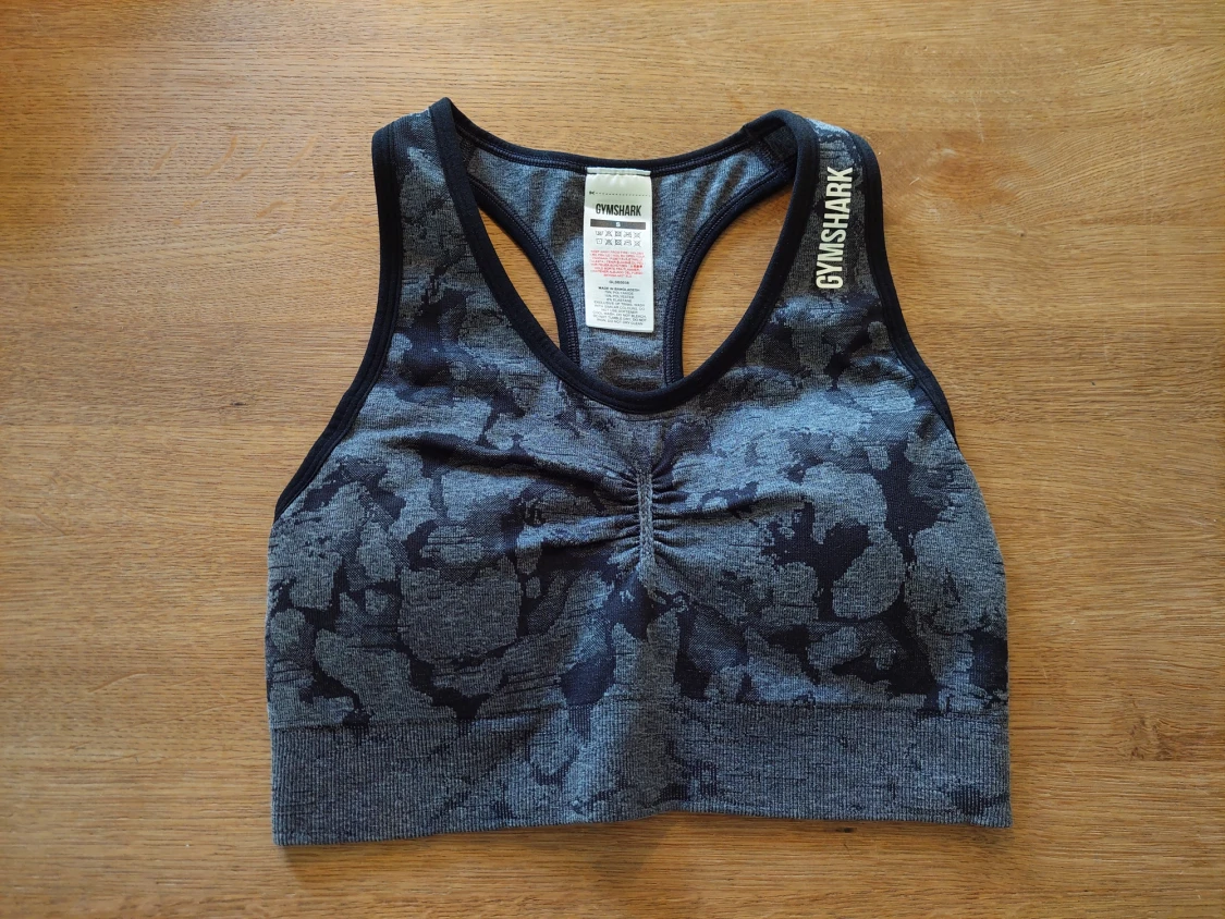 Gymshark camo sport bh, svart/grå