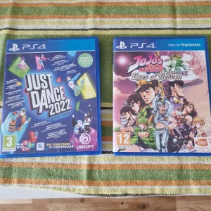 Spel till ps4 - ENDAST TESTADE  Två olika spel på ps4 jojo's bizarre adventures eyes of heaven och just dance 2022! Jojo orginalpris 239kr mitt pris 120 och just dance orginalpris ca 200 kr och mitt pris 100 kr. Plus frakten. Båda plus frakt för 250 kr! 