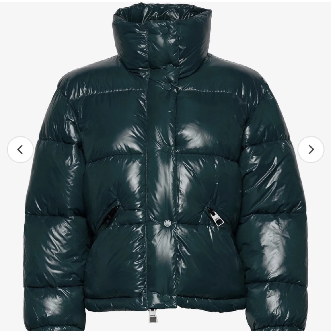 Grön glansig puffer jacka 