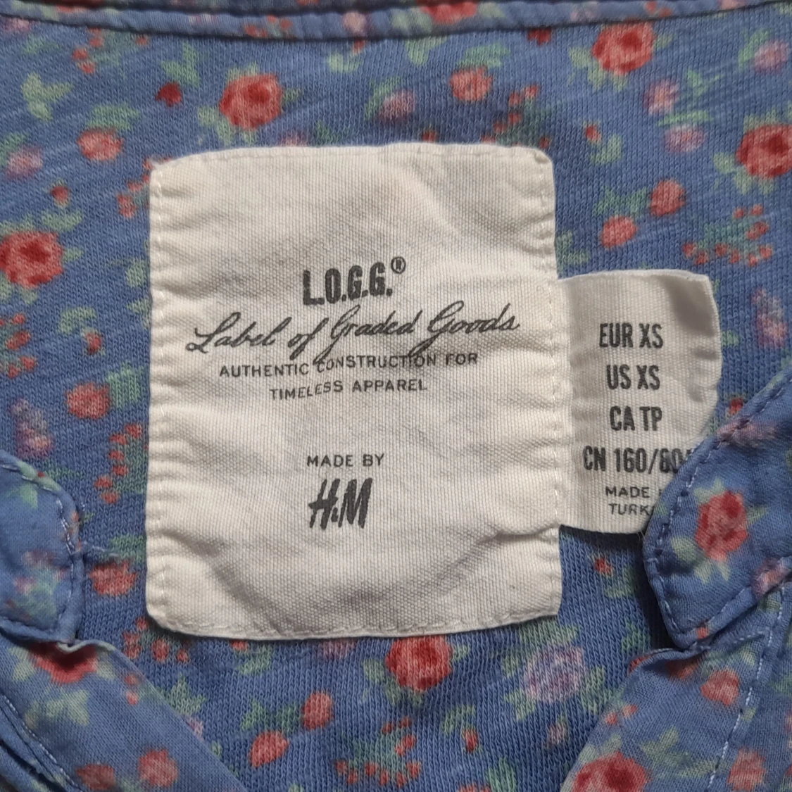 Blå söt blus med blommigt mönster - 91