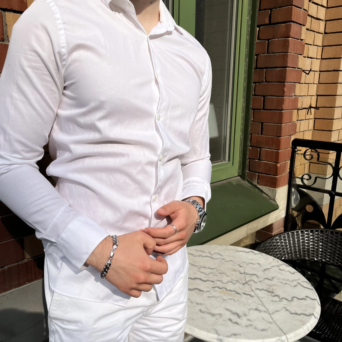 Vit Skjorta J.Lindeberg Slim Fit (Stl. 40)