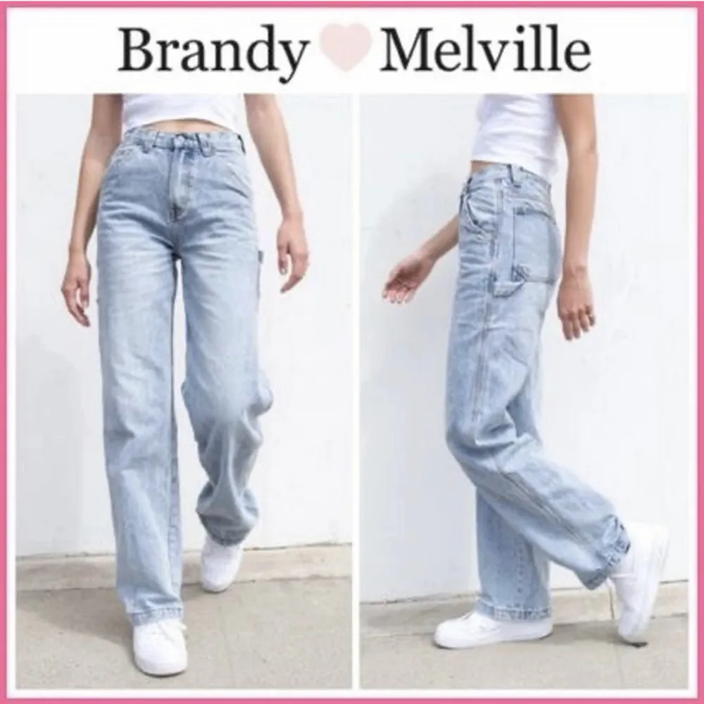 Supersnygga jeans från brandy Melville! Går inte att få tag på längre!!💗💗💗 Aldrig använda. Jeans & Byxor.