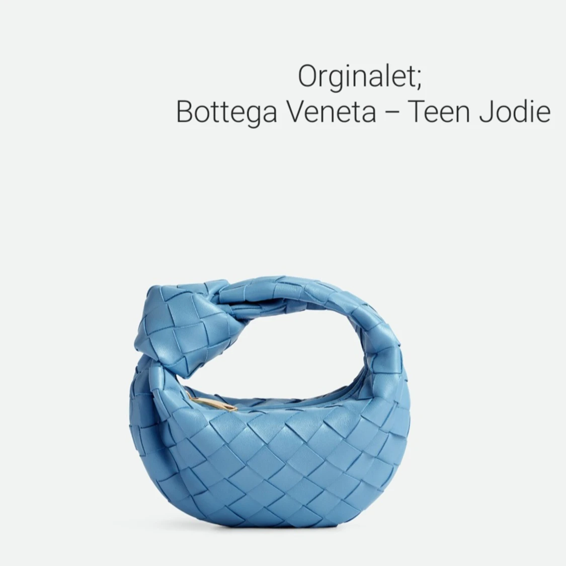 Ljusblå, vegansk Bottega Veneta-liknande handväska - 91