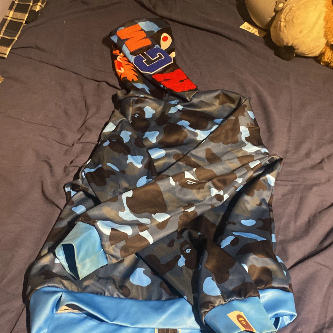 En blå bape zip hoodie - 90