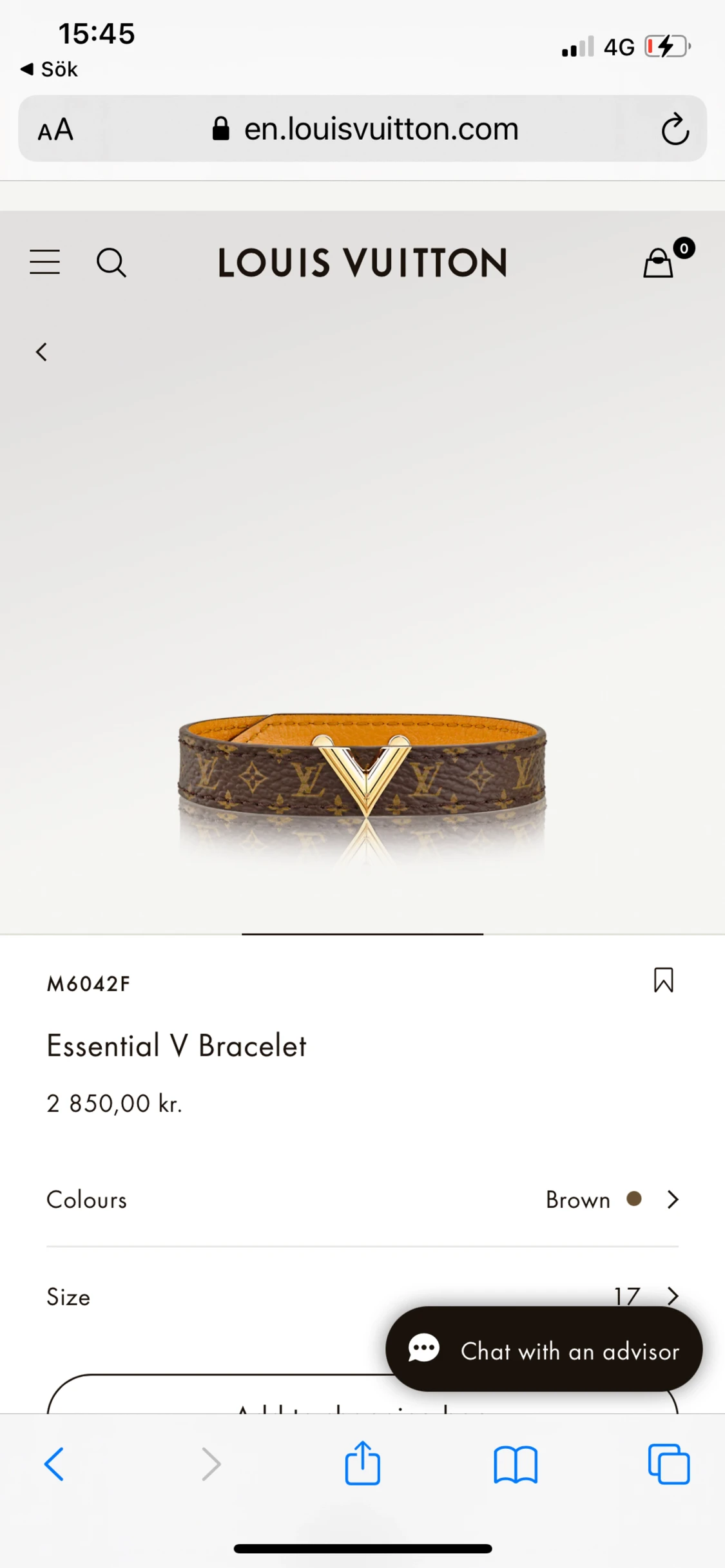 Lv armband, box och kvitto ingår