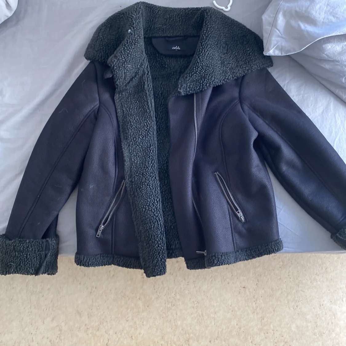 Teddy fodrad läder jacka 