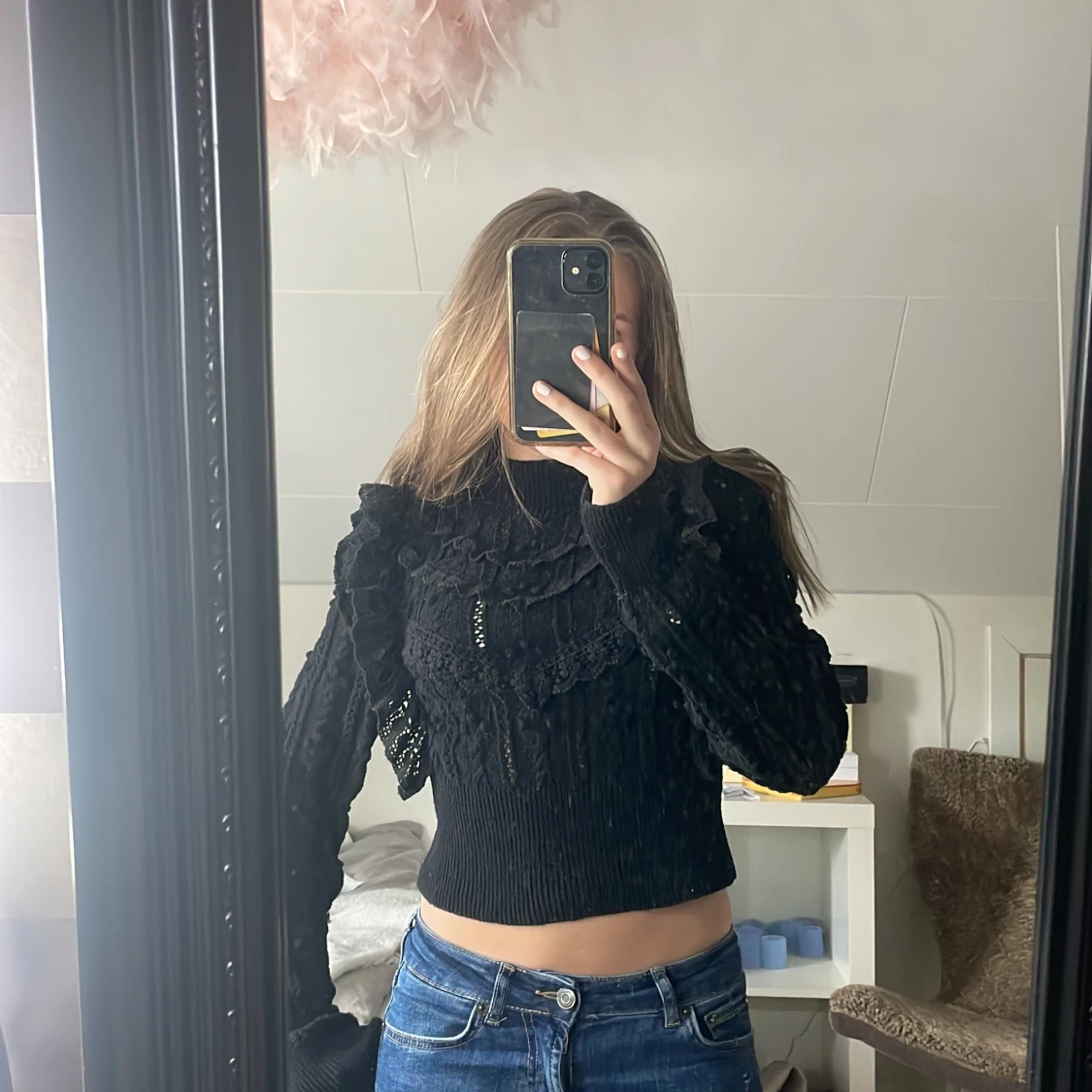 Svart zara tröja volang - 90