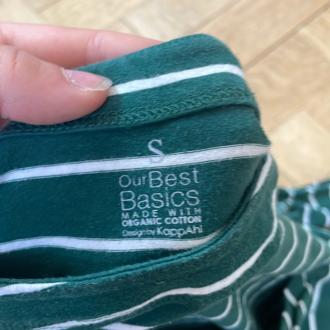 Our best basics tröja medelärmad grön och vit - 91