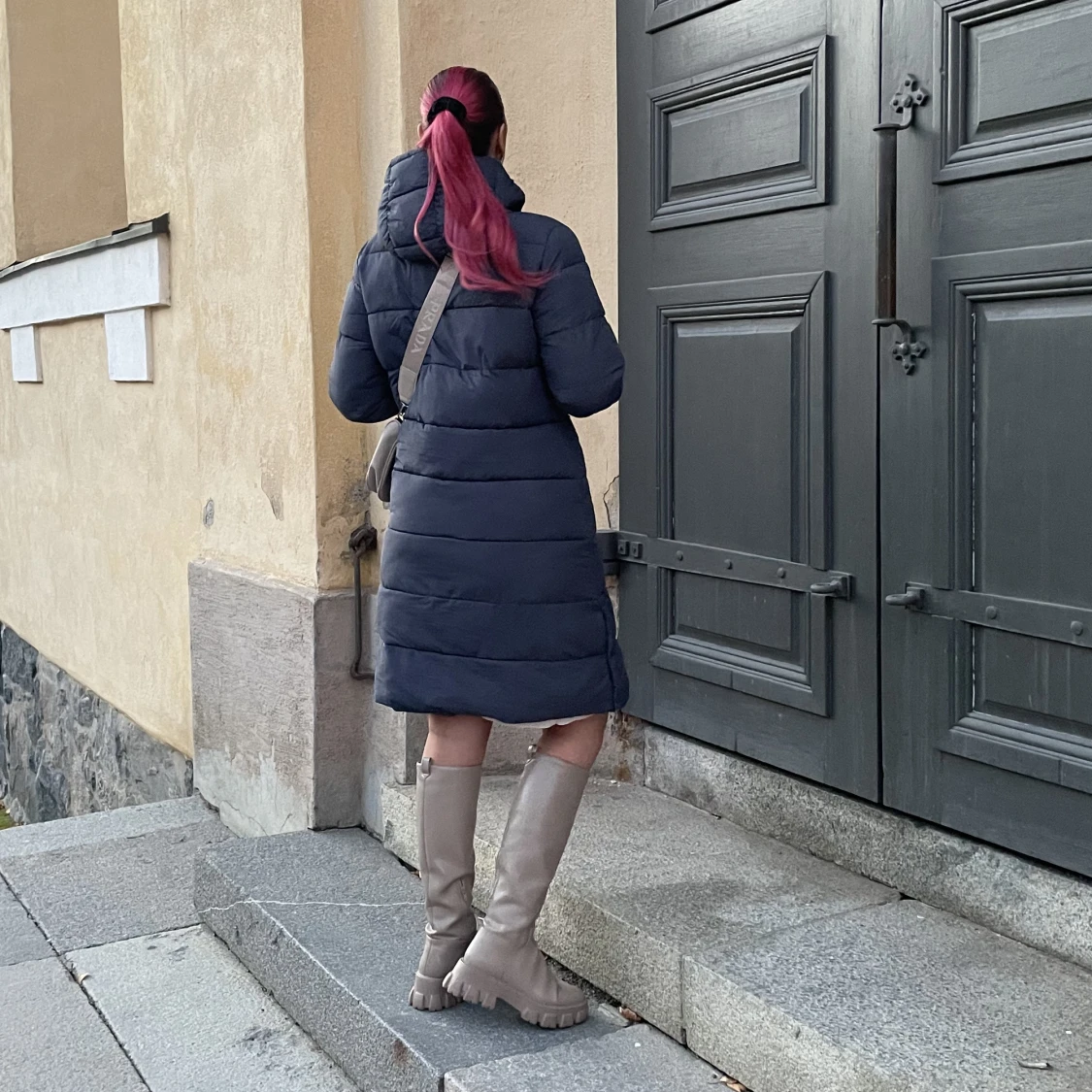 Blå lång jacka - 90