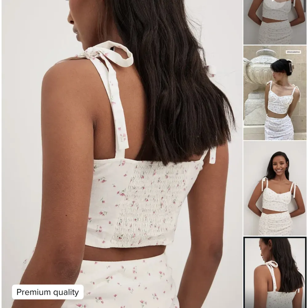 Säljer denna söta vita topp från na-kd i storlek 36. Matchande kjol finns på hemsidan för ett helt set. Nyskick! Nypris 299kr, säljer för 179kr. Toppar.