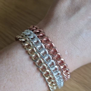 Armband kedja trefärgad - Tripelkedja i guld, silver och brons 