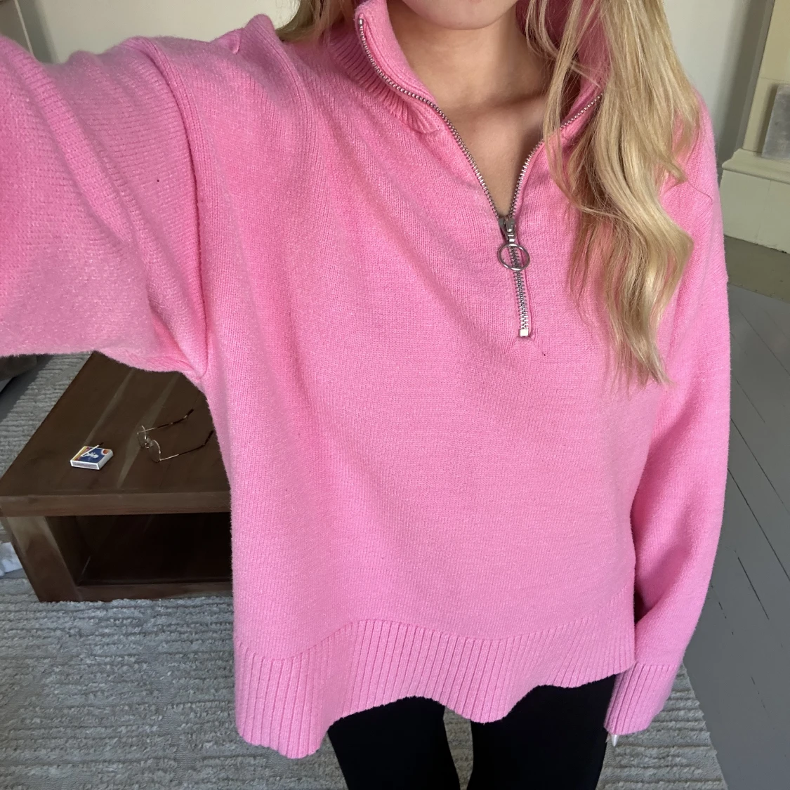 Stickad zip up tröja 