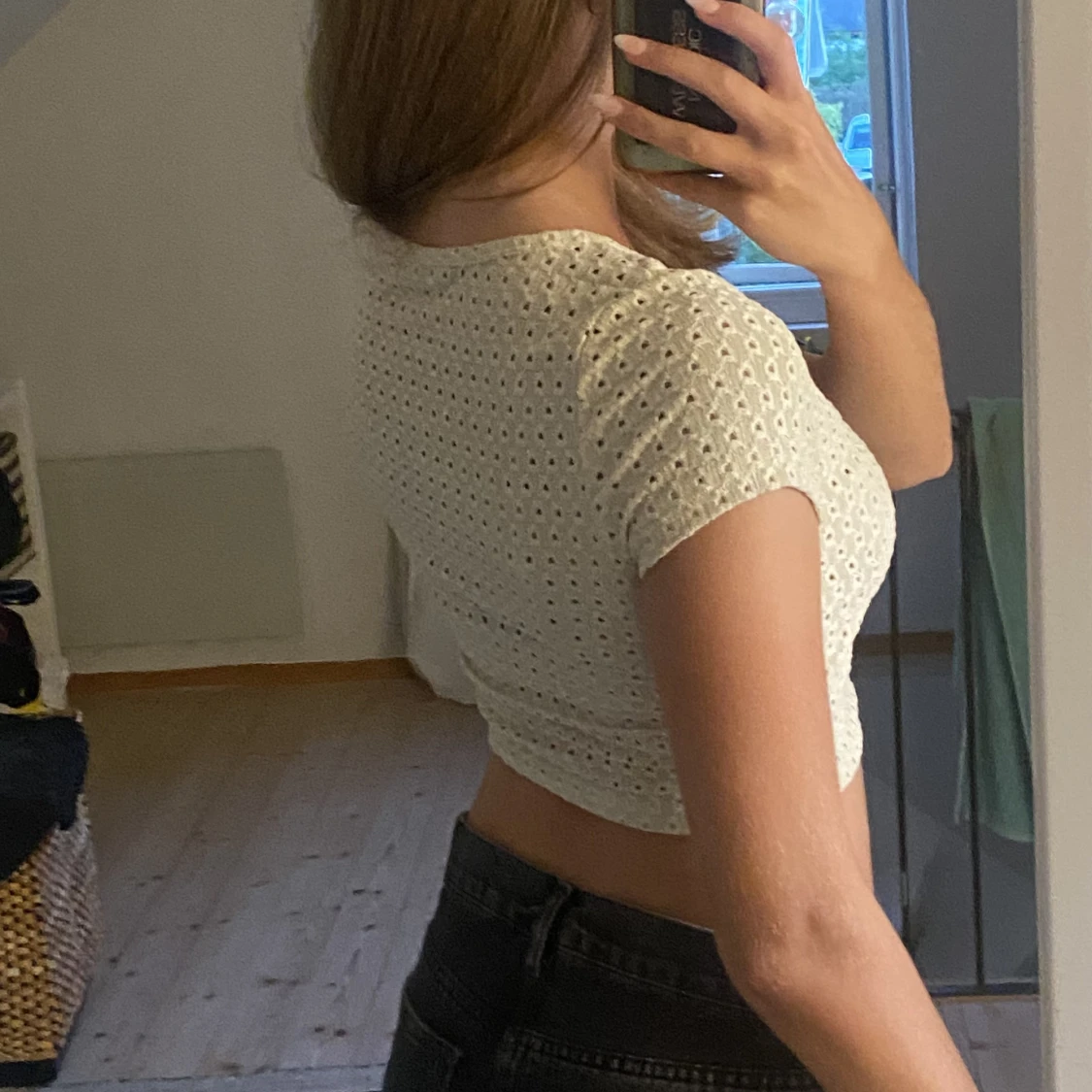 Beige/ vit topp - 90