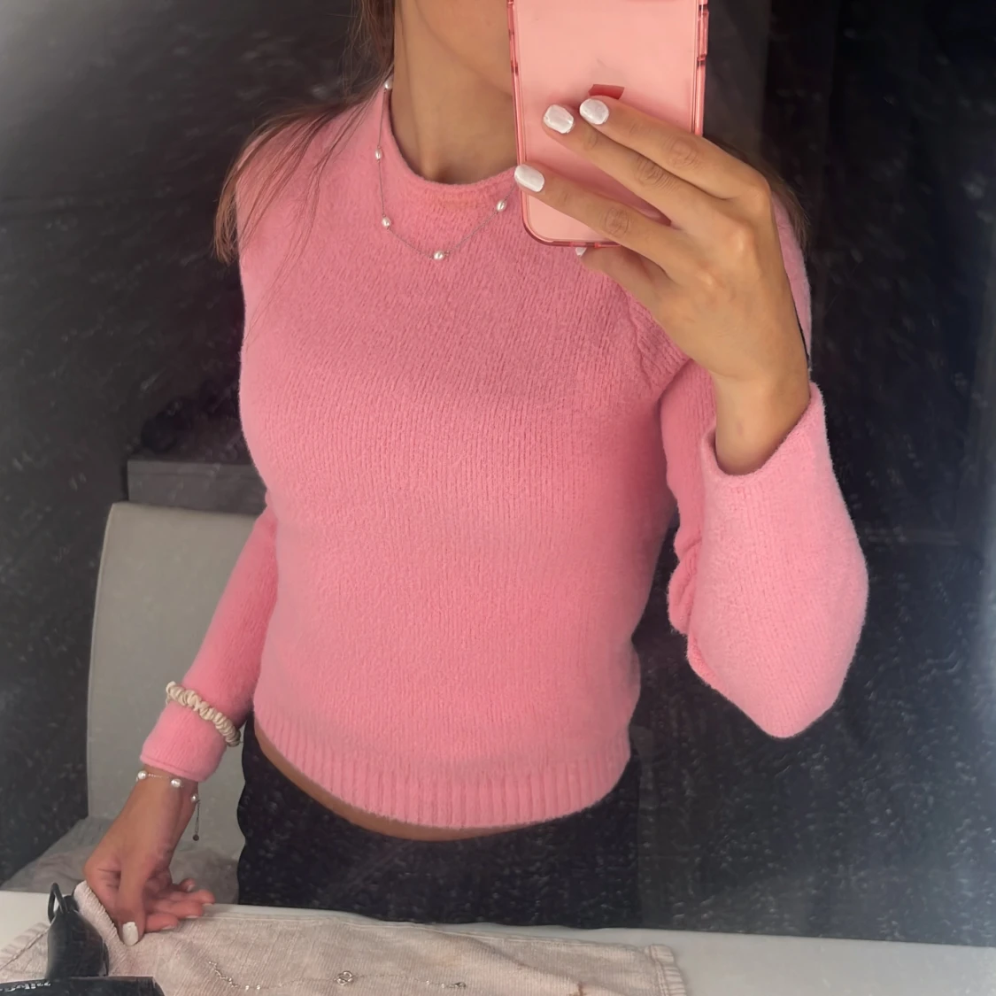 Rosa stickad tröja - 91